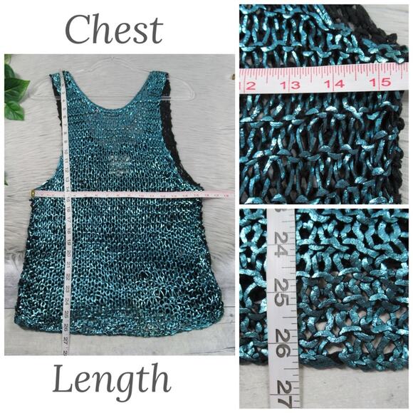 CHASER Metallic Netted Muscle Tank in Aqua Blue Unlined Women’s Size Medium NWT - Picture 10 of 12